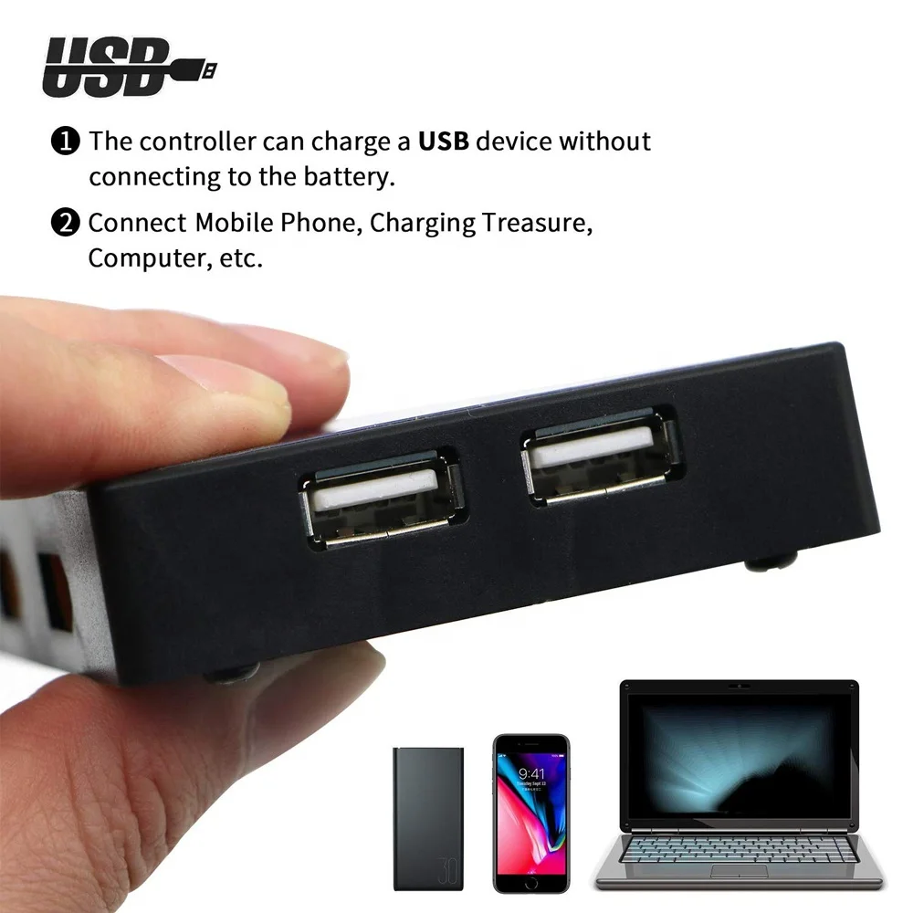 100A-Contrôleur solaire 20a 30a PWM, 12V-24V , panneau USB 5V