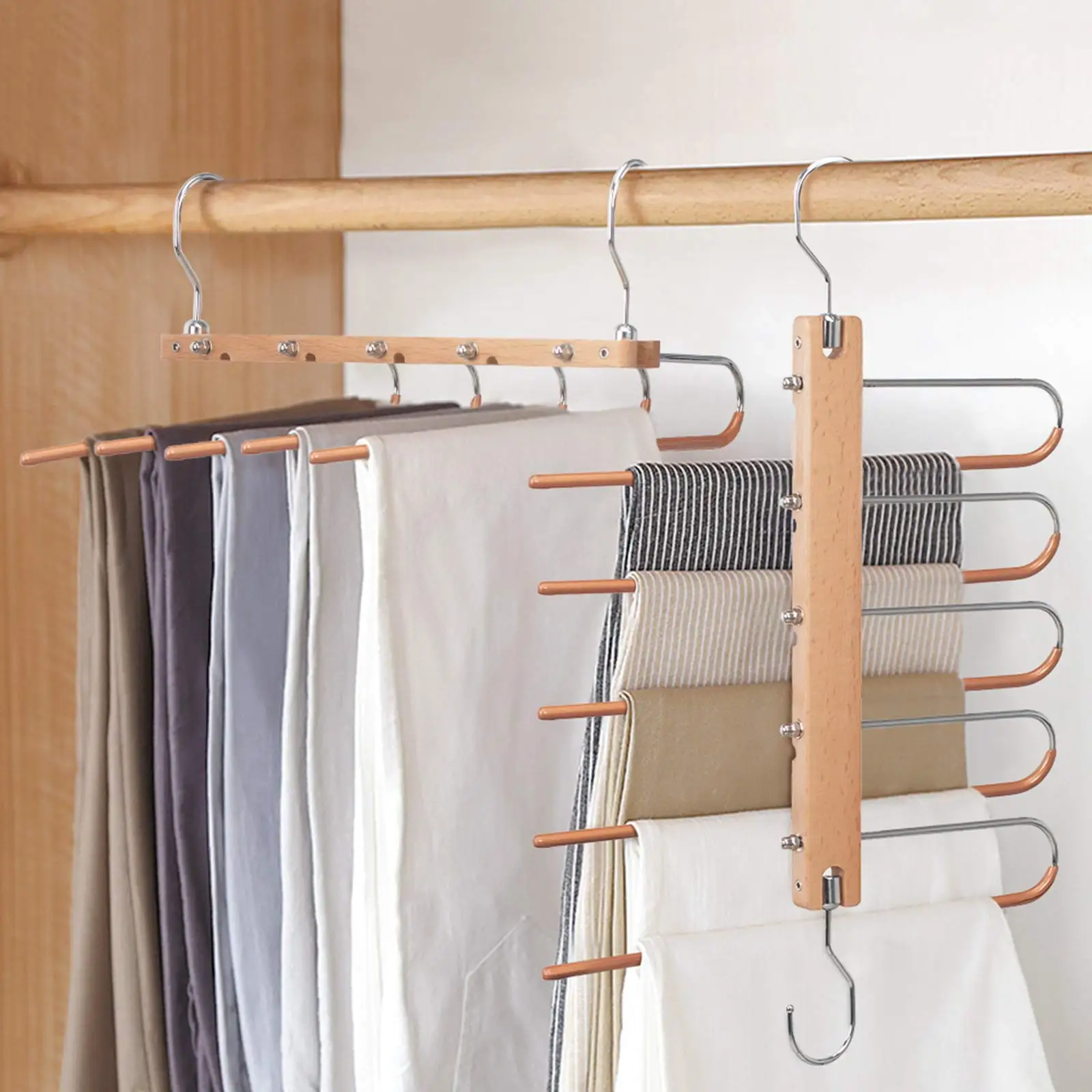 Wholesale Multifunction 5 Layers Hangers Multi Tier Clothes Rack  Metal Pant Hangers for Space Saving