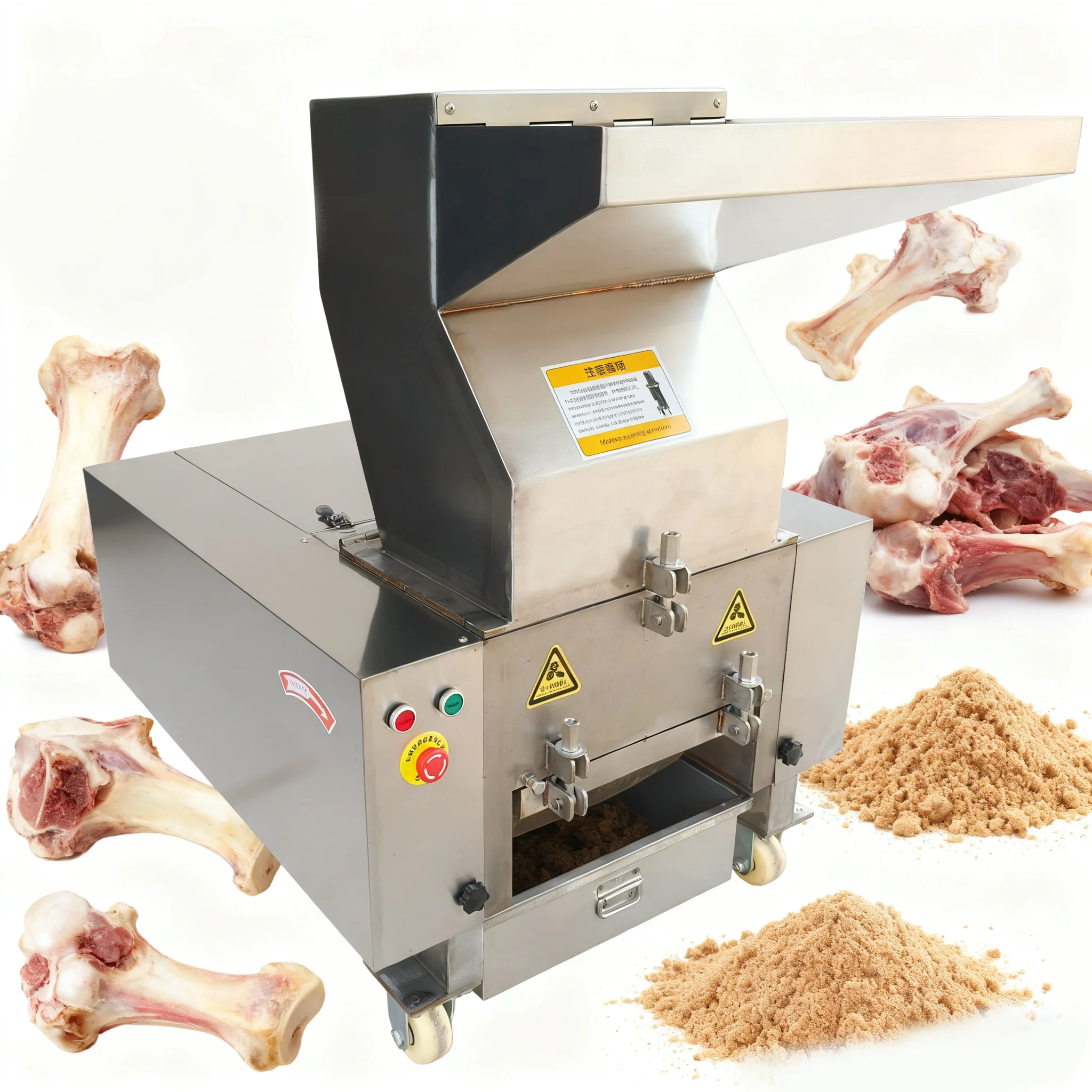 Stainless steel bone crusher, 20–4000 kg/h