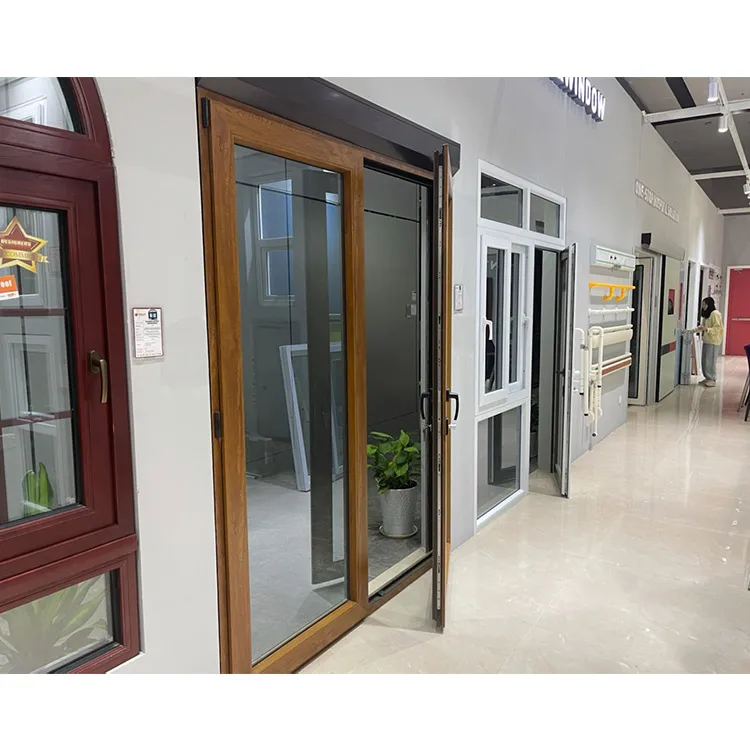 Wooden Frame UPVC Window Casement Soundproof PVC Sliding UPVC Residential Door and Windows