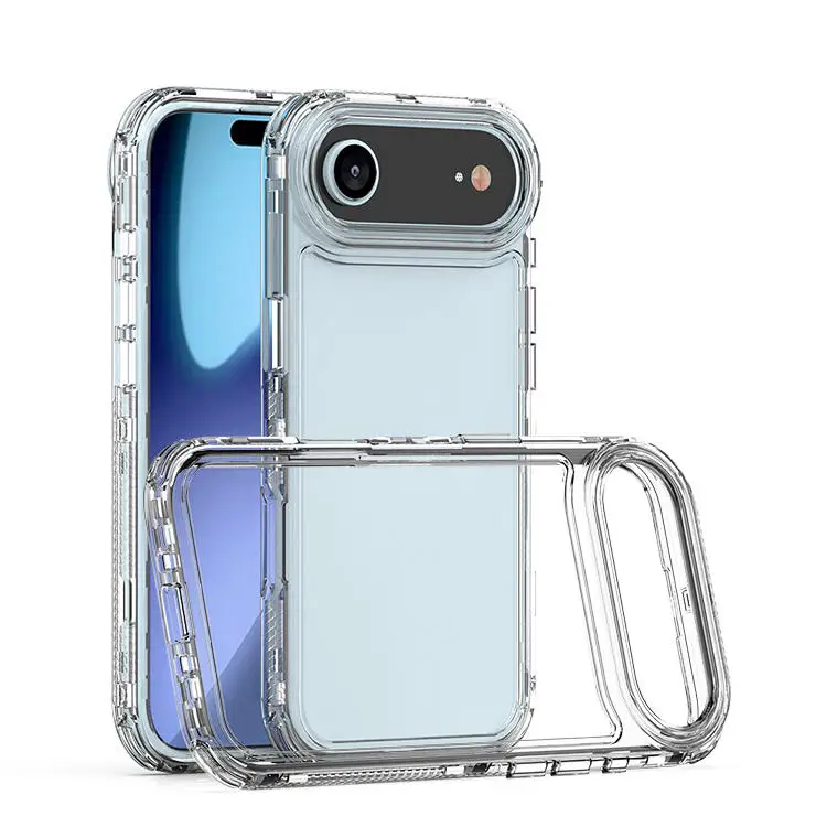 2-in-1 TPU+PC Material Mobile Phone Cases for iPhone 17 Pro and  17 Air Clear Transparent Shockproof with Clear Transparent