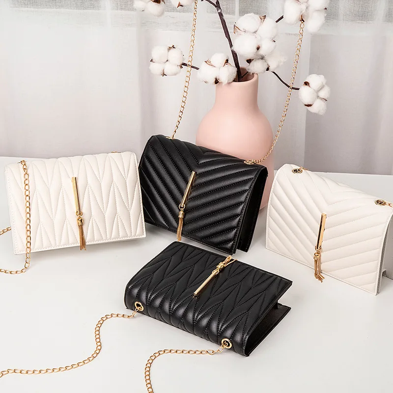 2025 Ladies Handbags Handbags Fashion Women's Bags Korean Crossbody Small square Bag V Grain Compression Lattice Pillow Bag
