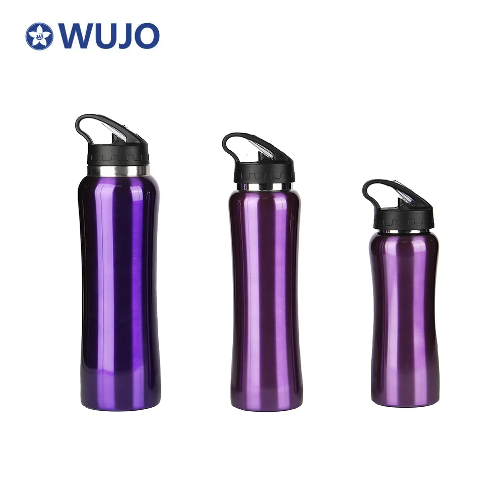 WUJO Manufacturer 750ml New Design Cheap Free Sample Purple Single Wall Vacuum Cup Stainless Steel Termo De Agua