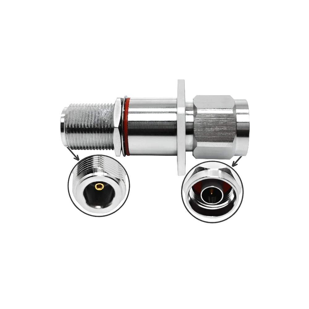 N Type 4 Hole Flange Mount N Male Plug to N Female Jack Bulkhead 0-6G Built in Surge Arrestor Lightning Protector