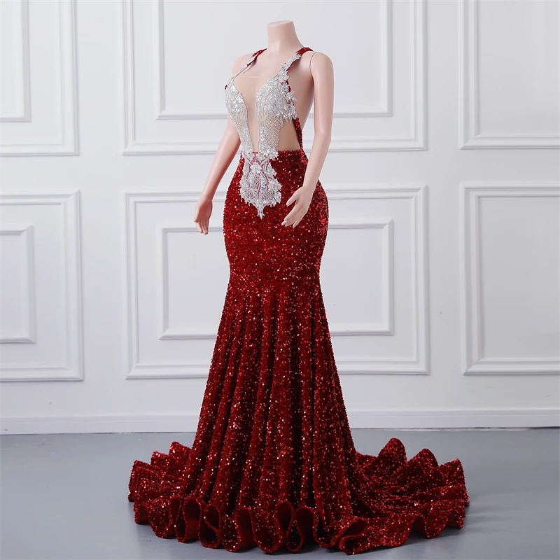 Elegant African Maxi Dress with Sequins for Prom 2024