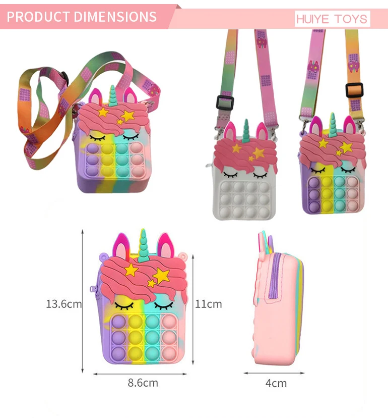 Huiye Fidget Bag Push Pop Fidget Toys Hand Bags School Bubble Popper Silicone Children Fidget