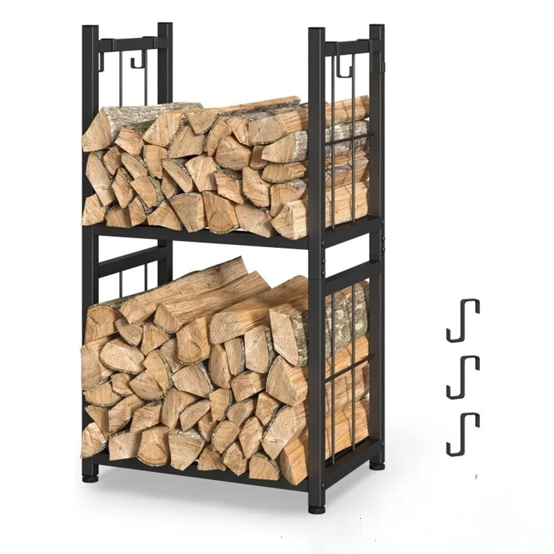 Custom Matt Black Wooden Firewood Pile Rack Metal Type Heavy Duty ...