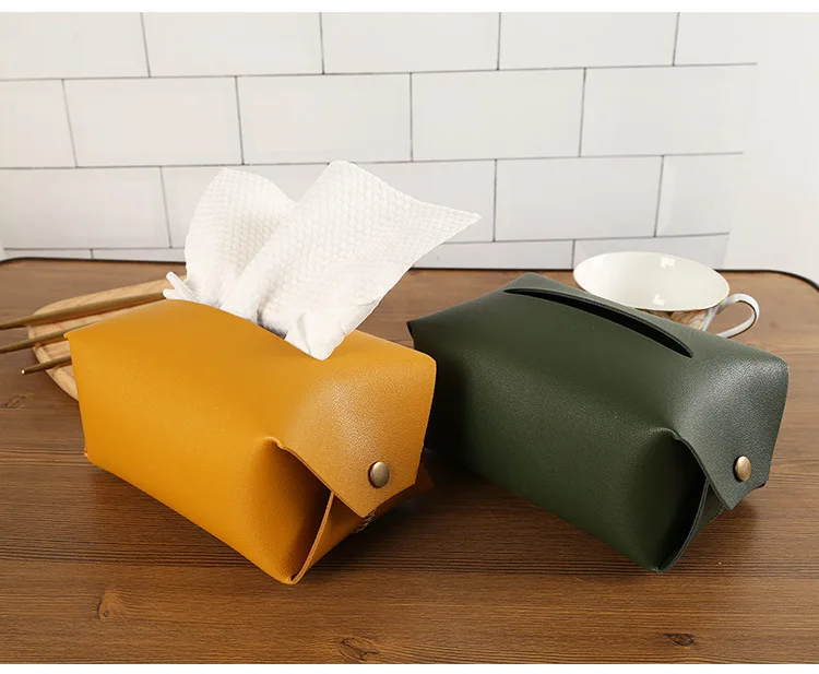 Домашний Декоративный чехол из искусственной кожи для бумажных салфеток, прямоугольный чехол для бумажных салфеток