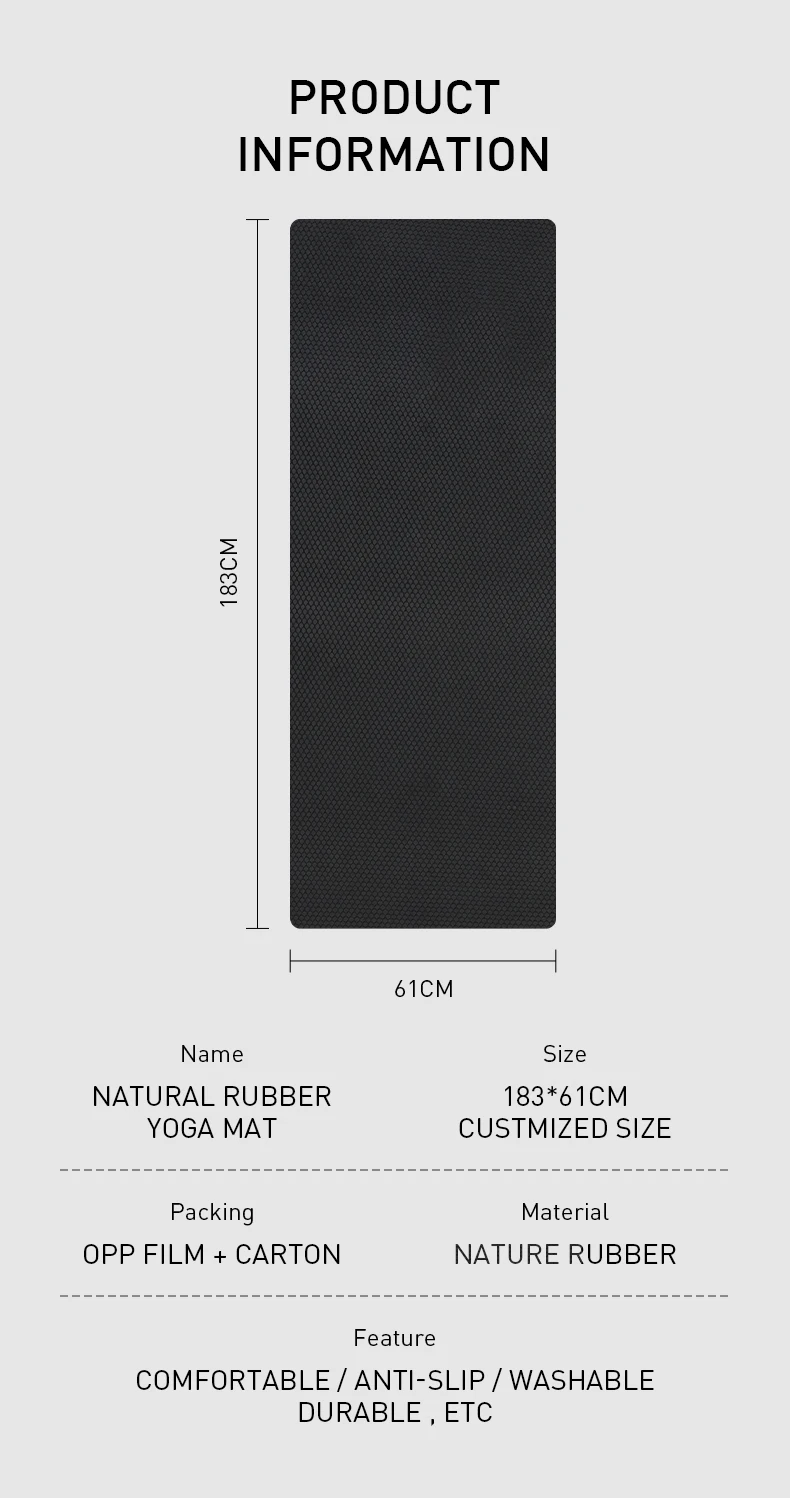 New Design Custom Print Wholesale Pilates Mat Manufacturer Waterproof High Quality Pure Full Natural Rubber Yoga Mat