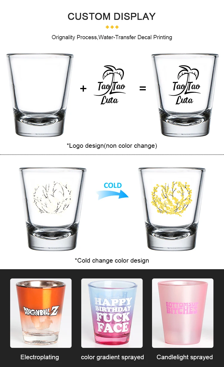 Cherry Blossom Color Changing Mini Glass Cups 2 Ounce Tequila Shot