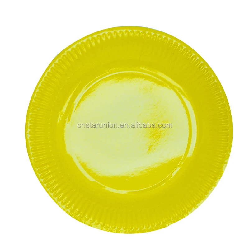 Colorful Disposable Dinnerware Paper Food Plate Dessert Trays Wholesale  Event Party Supplies Solid Color Theme Paper Tray Round
