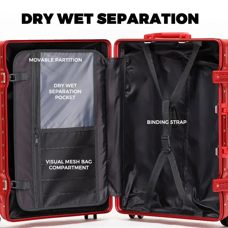 20-Inch PC Hard Shell Suitcase Aluminum Frame Boarding Box Silent Spinner Wheels Fashionable Travel Suitcase Universal Wheel