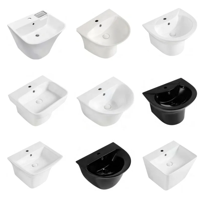 Saudi Iraq Bathroom 1 Piece Wash Basin Sink Ceramic Shower Wash Basin Wall Mounted Basin in Qatar Market