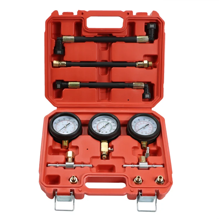 3pc Fuel Pressure Gauge Set Compression Tester Kit for Car and Motorcycle