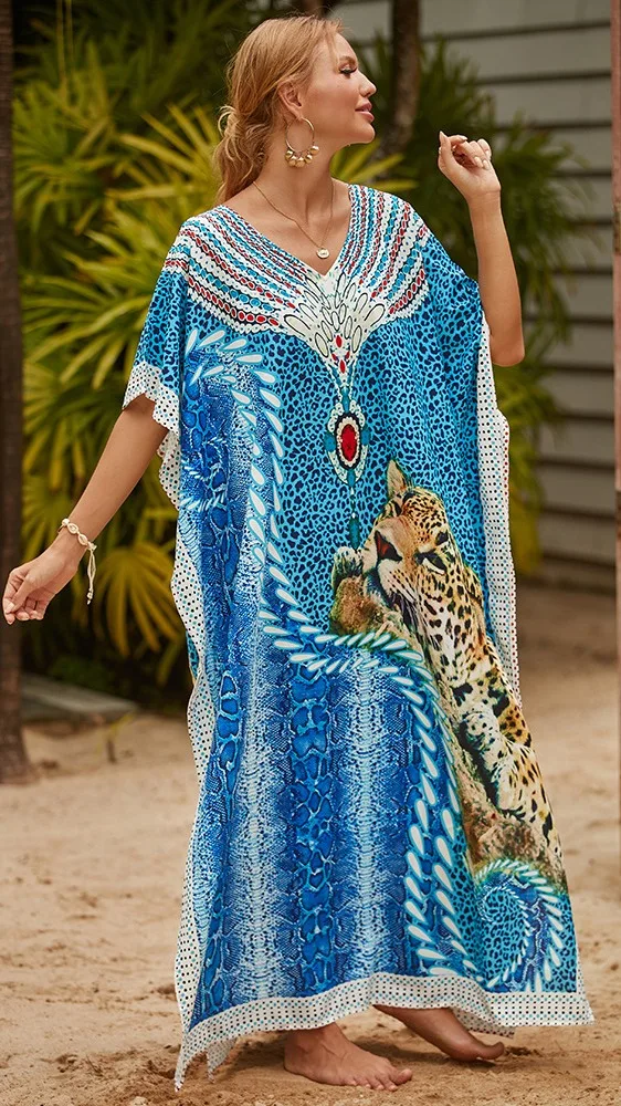 Bestella Women's Beach Kaftan Caftan Loose Fit Long Cover Up Beachwear