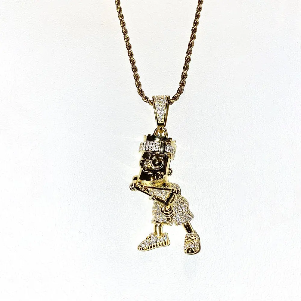 925 sterling silver Full Iced Out Hip Hop Men Jewelry Iced Out Cartoon character Pendant