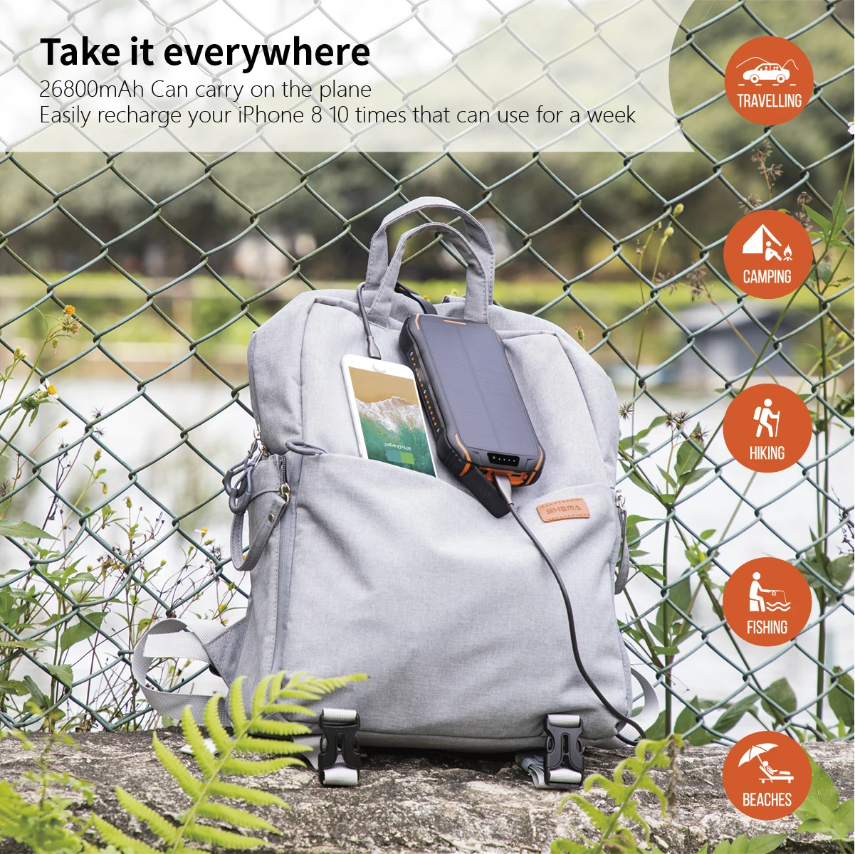 25000mah Power Bank with QC Fast, Portable, and Waterproof