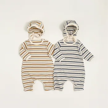 SPring and Autumn Style Newborn Baby Clothes Outerwear Colorful Ribbed Leggings Romper and Long Sleeve Jumpsuit with Hat