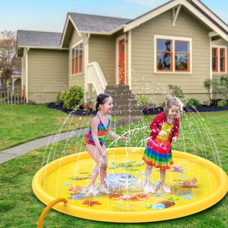 170cm Inflatable Play Mat Water Toys Kids Outdoor Party Sprinkler Splash Pad Toy 