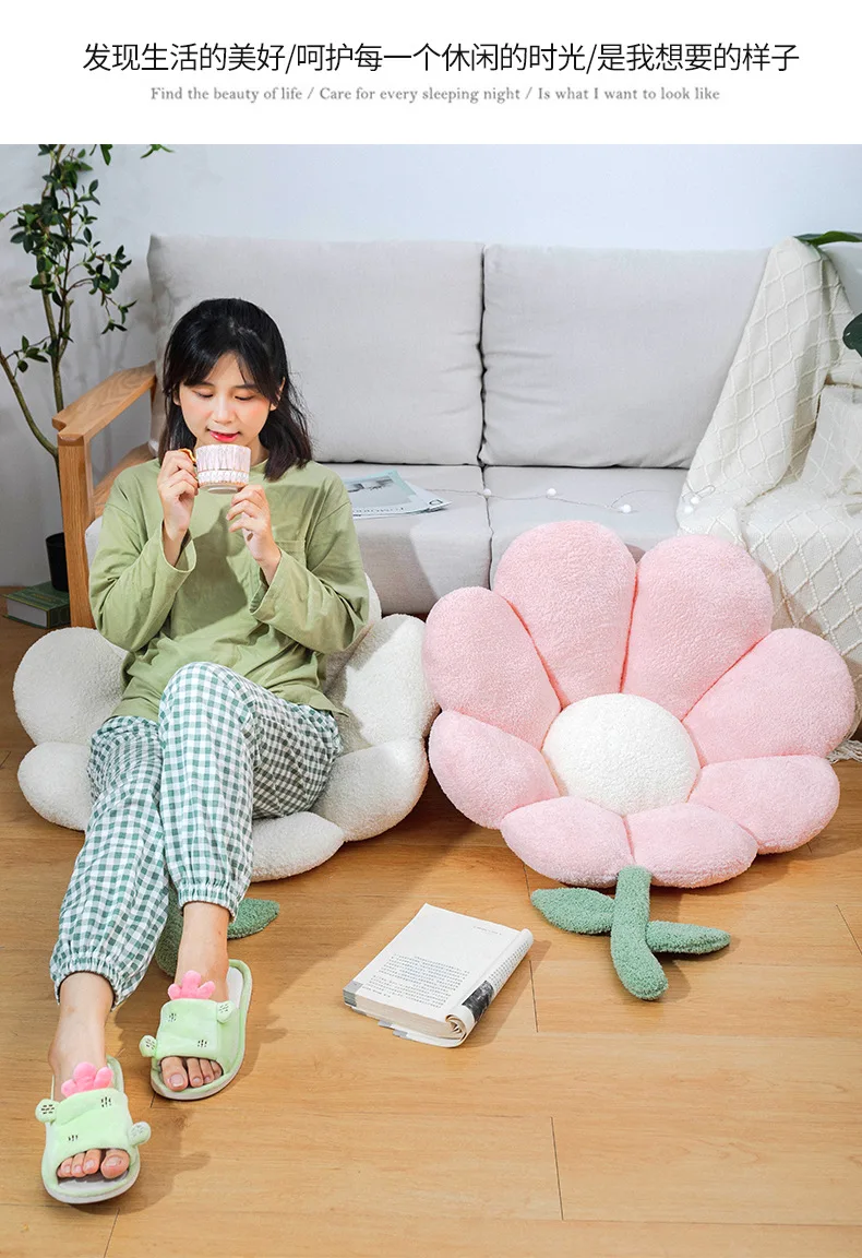 Home Decor Flower Office Chair Lumbar Back Cushions Cute Plush Sofa Throw Pillows Soft Decor