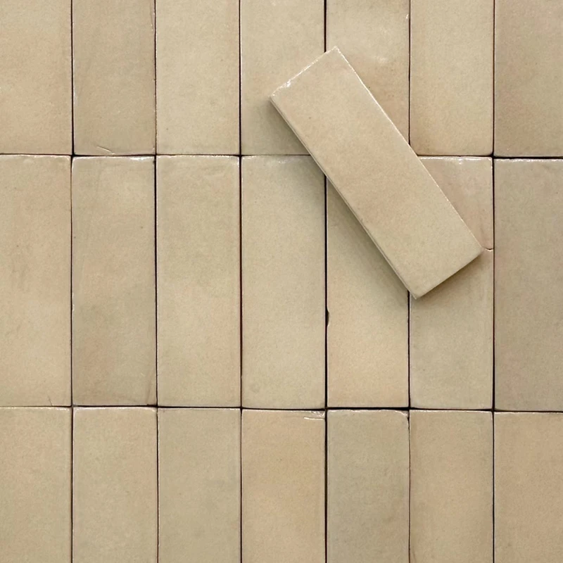 Handmade Moroccan Clay Zellige Tiles for Bathroom Kitchen Wall Art Ceramic 150*50mm Black Beige Fireplace Tiles
