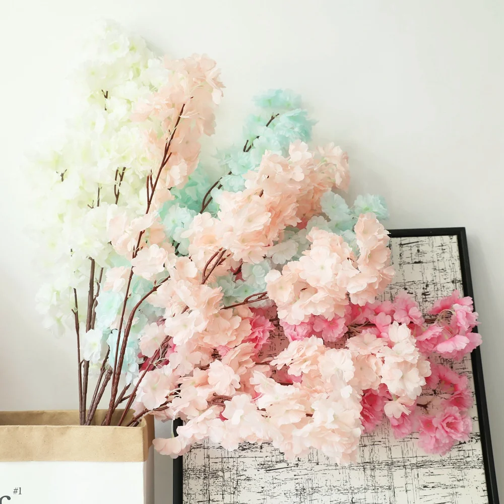 4 Fiori Artificiali Di Ciliegio CYIOU - 47 Cm, Seta Rosa Scuro - Per Decorazioni Casa, Matrimoni, Bouquet Fai Da Te - Foto 13