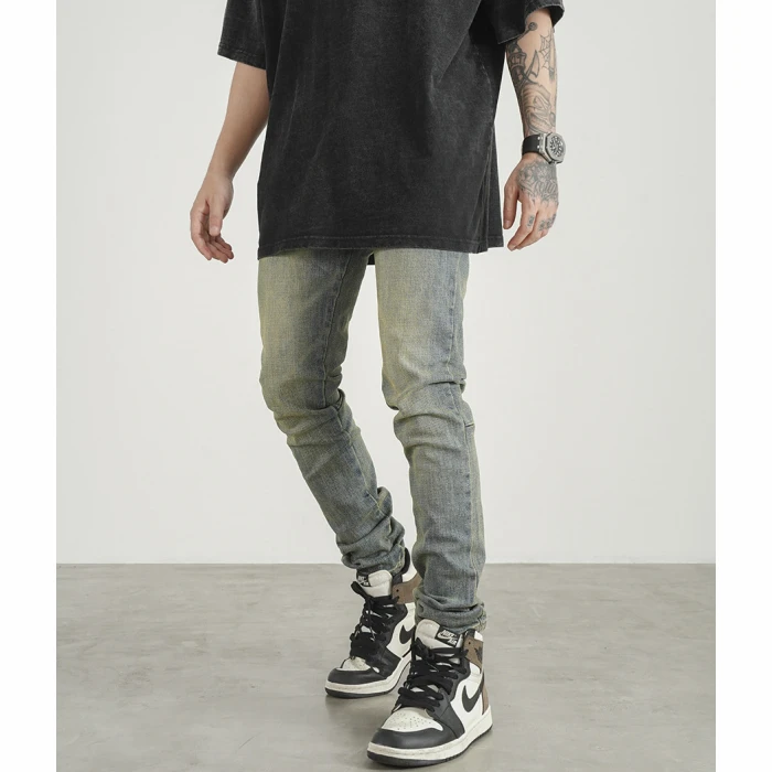 Custom Label Trousers for Men Drop Ship Boys Men Streetwear Stock Skinny Jeans Custom