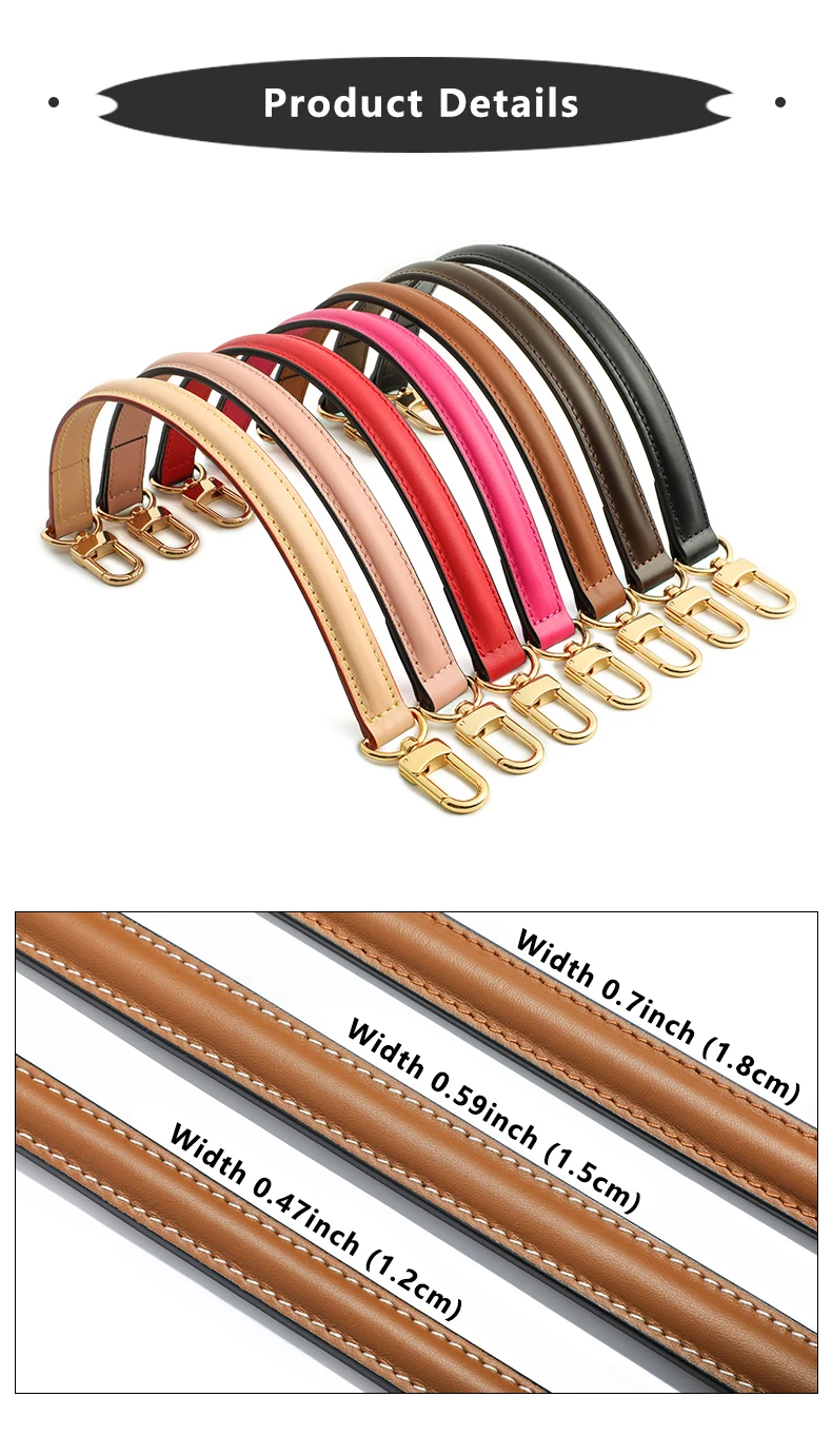 Genuine Cowhide Leather Replacealbe Bag Handles Handbag Straps