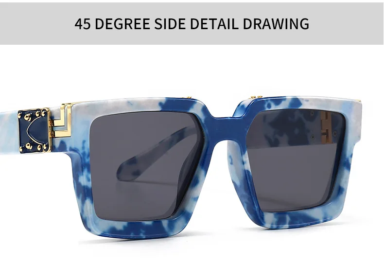 Wholesale millionaire sunglasses Retro Model Catwalk Cloud Print Sun Glasses  Blue Sky White Clouds Square Sunglasses Women From m.