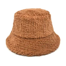 Wholesale New Trend Embroidery Winter Warm Lamb Wool Cute Fashion Sherpa Plush Fisherman Hat Bucket Hats Women