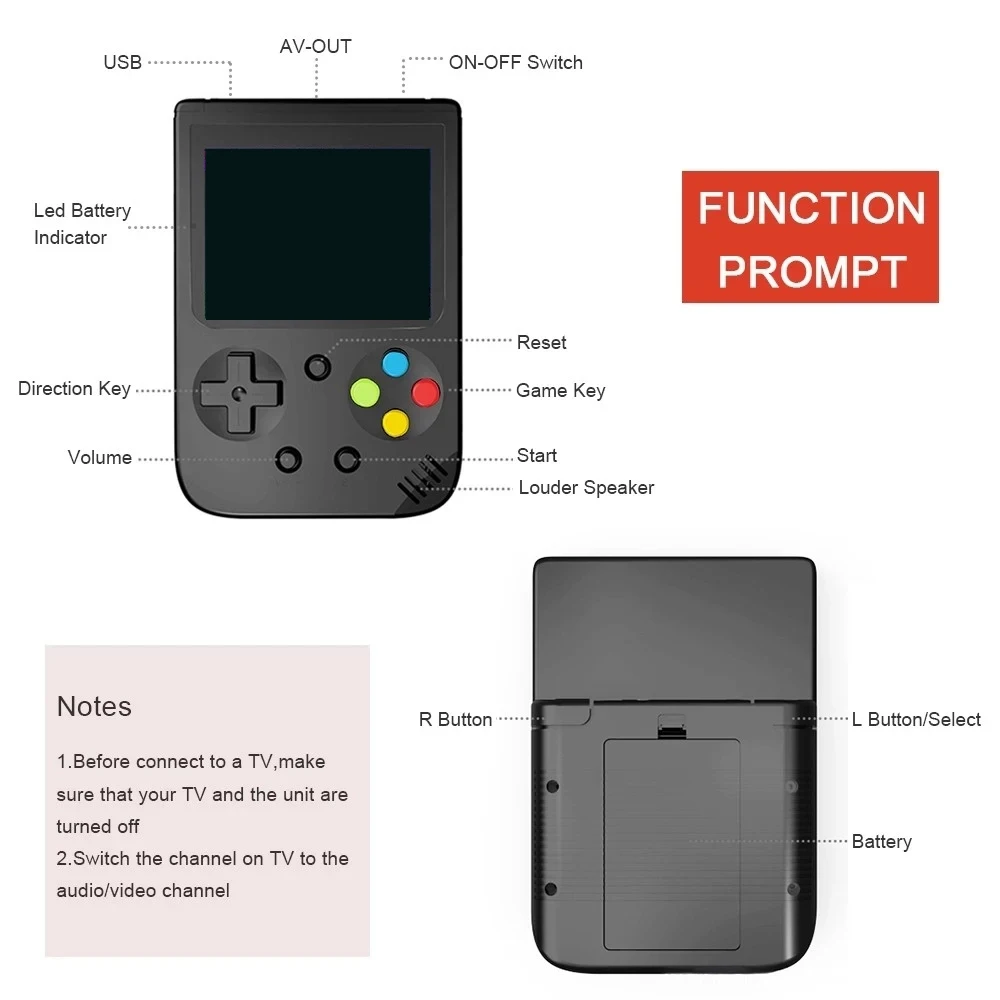 Amazon Hot Sale Handheld Game Console Mini Player with 3 Inch Screen  500 in 1 Classical Games for SUP Joystick