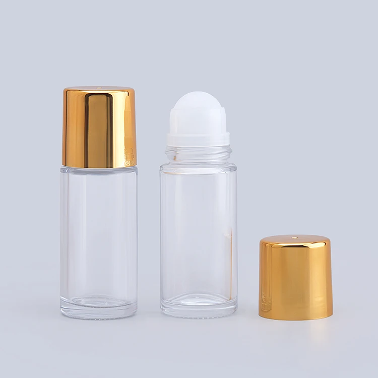B2009 30ml 50ml Cylinder Roll on Deodorant Essential Oil Clear Transparent Perfume Glass Roll on Roller Bottle