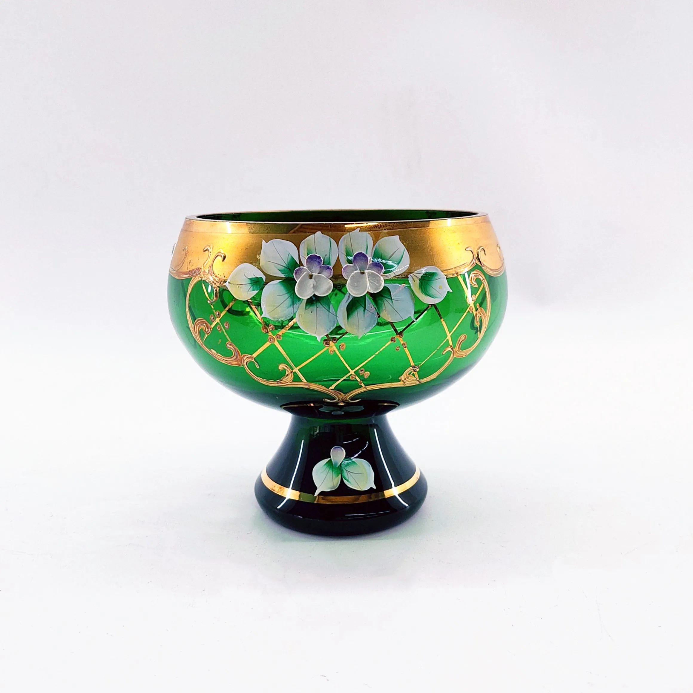 Arab Luxury Glass Fruit Bowls làm bằng tay 88mm cao vàng thật 0
