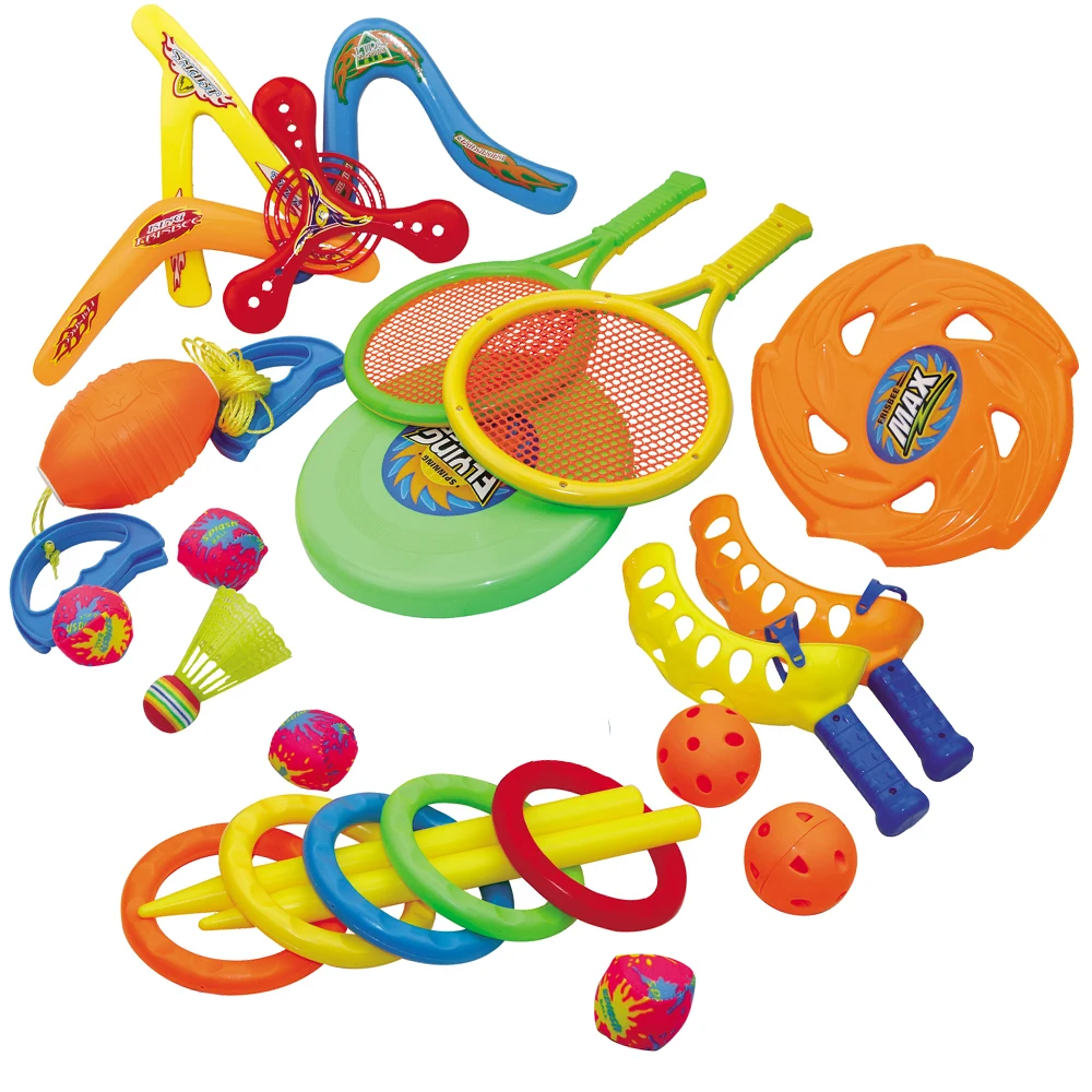 キッズスポーツおもちゃアウトドアスポーツセットビーチおもちゃプレイゲームおもちゃテニスフライングディスクブーメランクロスカラーとキャッチボール