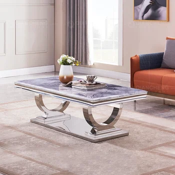 high quality luxury coffee table modern living room furniture style marble top stainless steel coffee table