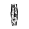 Silver Engraved + Filling Black Skull