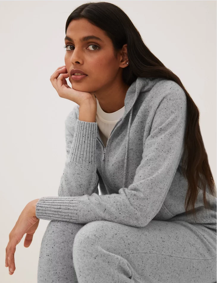 Luxury Pure Knit Cashmere Sweatpants And Hoodie 2 Piece Lounge Wear
