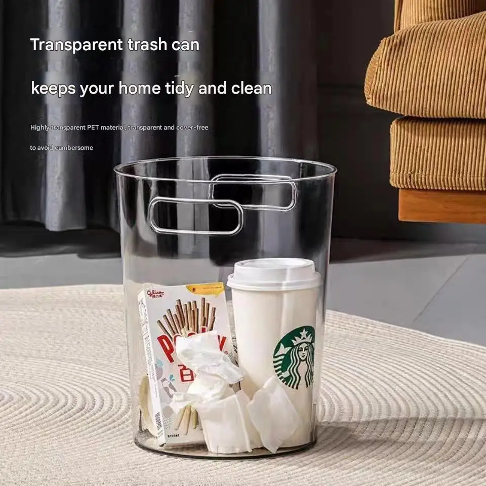 Acrylic Transparent Trash Can - High-Value Wastebasket for Home, Bedroom, and Living Room