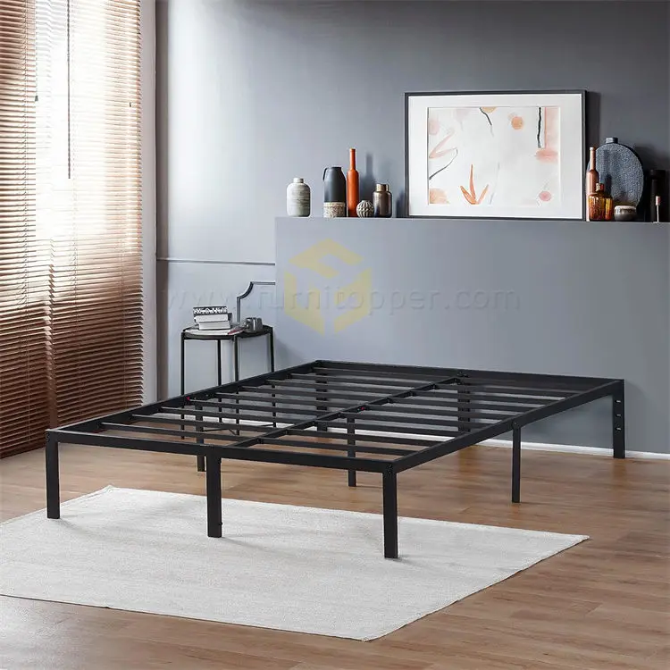 New Design Modern Apartment Metal Platform Tubular Steel Bed Frame Queen Iron Full Double Queen Size for Hotel