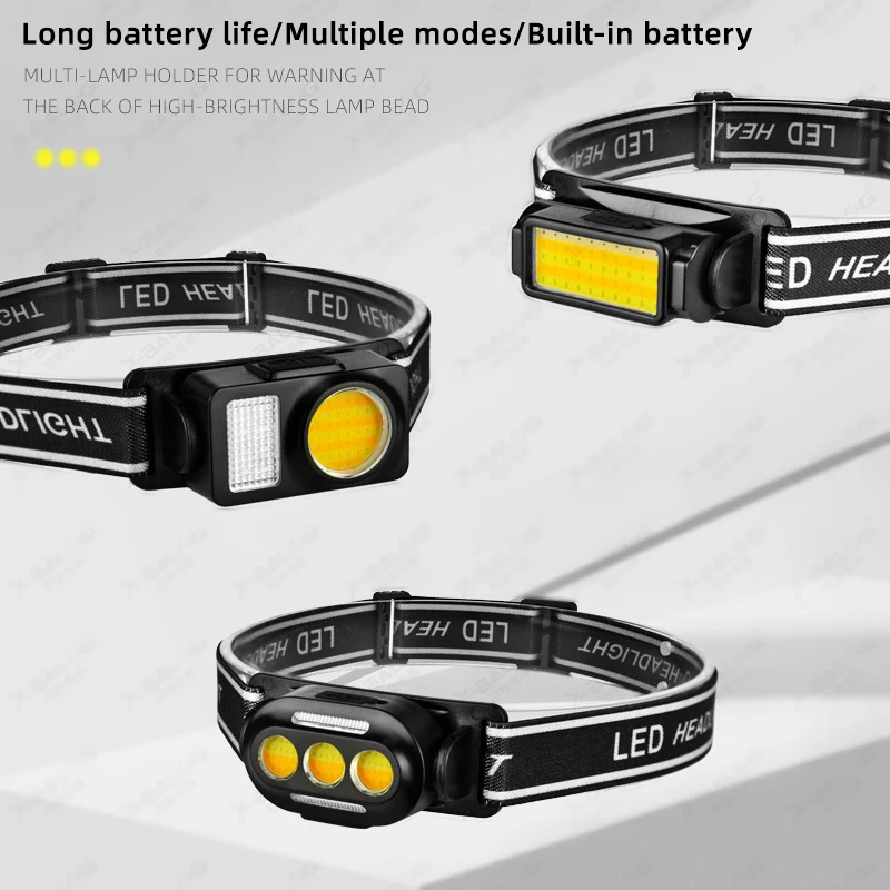 New Design Orange Mini Light Portable Rotating Headlamp Warm White Head Light Led Headlamp Rechargeable Cob Amber Headlamp factory