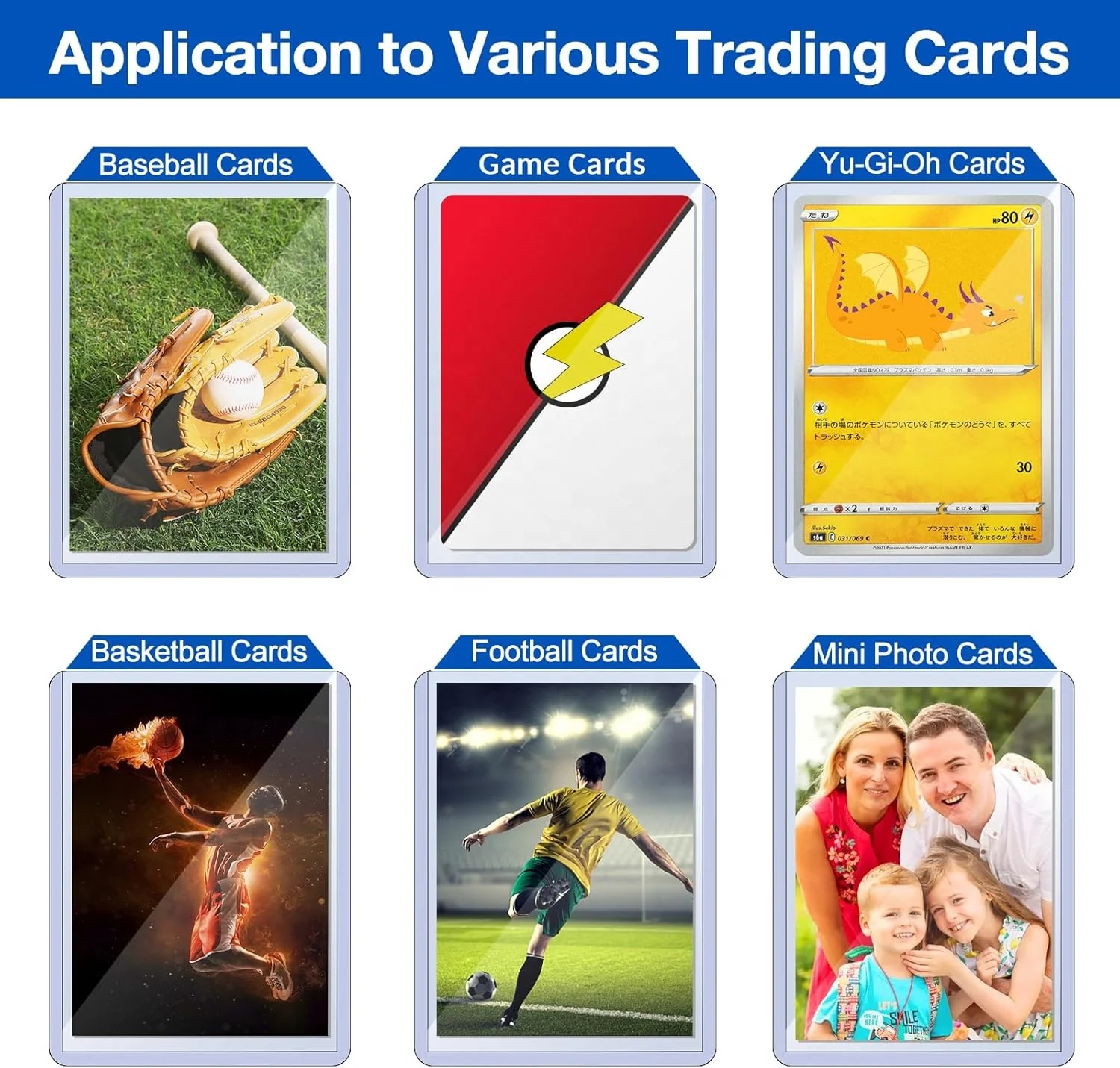 Torson 35PT 3x4 Card Sleeves Top Loader for Baseball Soccer Volleyball  Basketball Household Board for Tcg Pokmon Yugioh