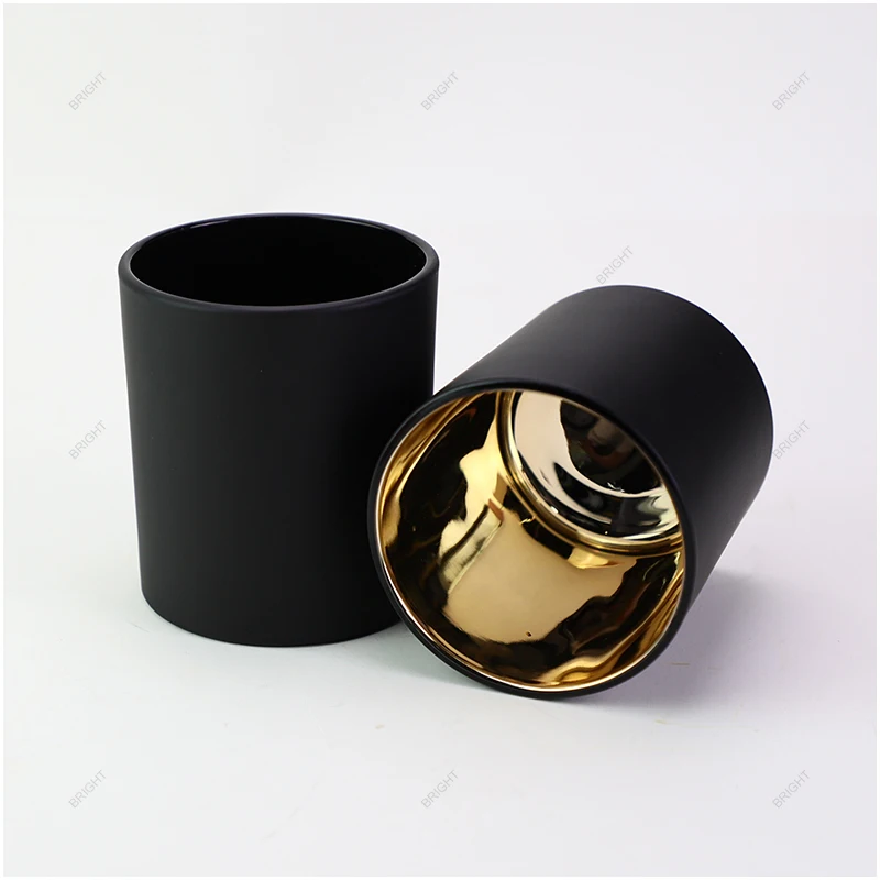 Custom Label Candle Holder Matte Black Glass Container Wholesale Clear ...