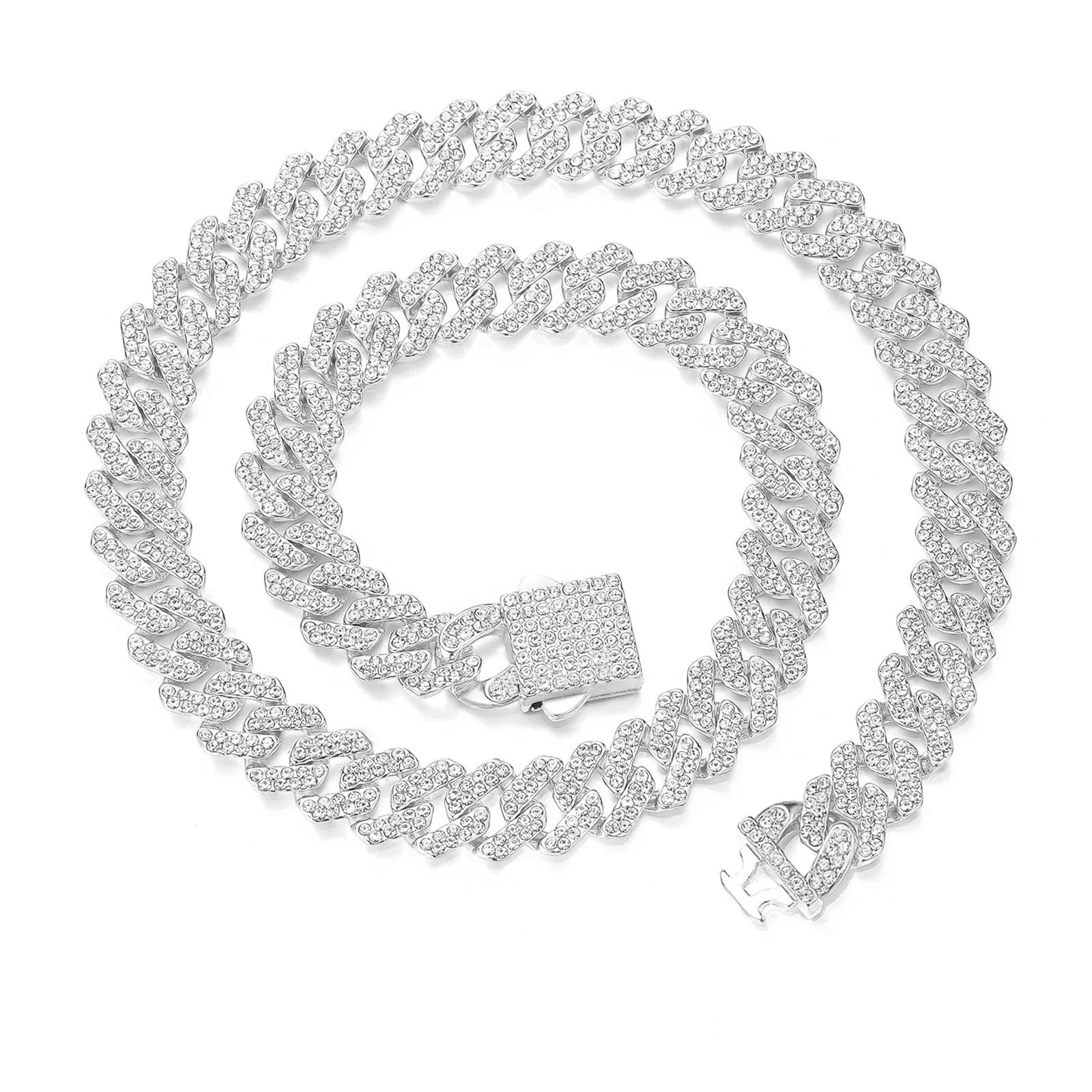 Mens Ice Out Miami Cuban Necklace Silver/Gold Bling Diamond Zircon Mens Ice Out Miami Cuban Necklace Silver/Gold Bling Diamond Zircon