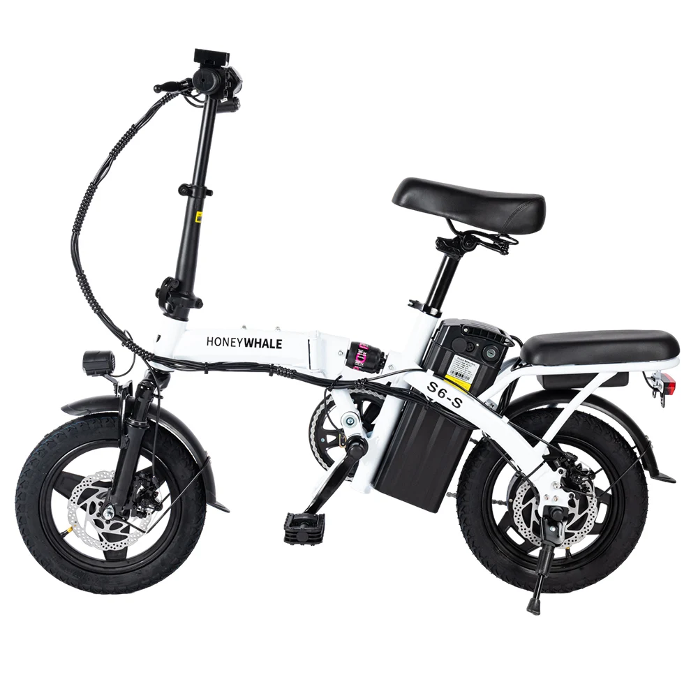 HONEY WHALE S6-S 14-Zoll-Elektrofahrrad 250W Motor 48V 10,4 Ah Batterie 25 km/h Vordere und mittlere Federung Dämpfung Doppels c