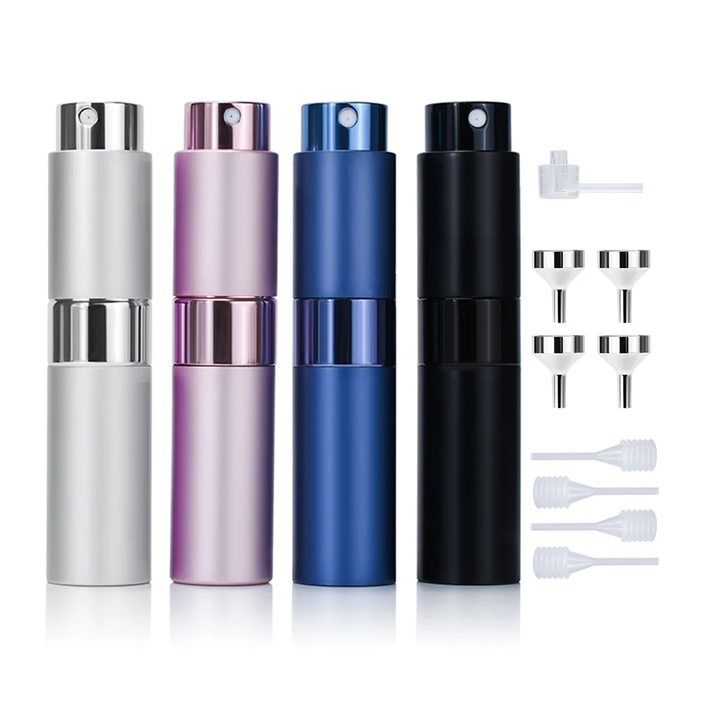 Twist up Perfume Atomizer 8ml 10ml 15ml Aluminum Travel Glass Spray Perfume Refillable Bottles