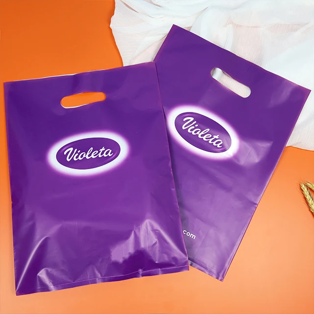 Wholesale custom beautiful printing clothing packing die cut plastic bags with your own design supplier