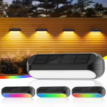 Solar Lights Wall Lamp Outdoor Flood Light Warm White RGB Solar Fence Light Stair Light  for Fence Garden