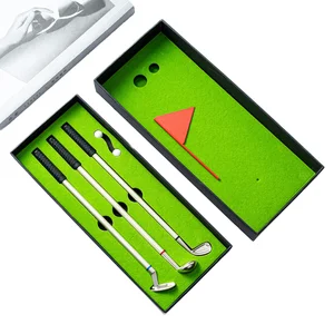 Creative Sports Logo Pen Golf Club Shaped Metal Ballpoint Pen with Mini Gift Box-Promotional Golf Set Manufacturer Wholesale