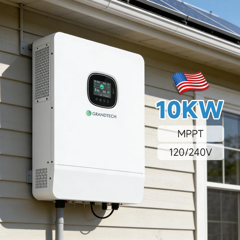 Inversor aislado Grandtech SPI-10K-U, de 8 kW y 10 kW, 48 V, 120/240 V, onda sinusoidal pura, con regulador de carga solar MPPT, pantalla táctil LCD, inversor híbrido