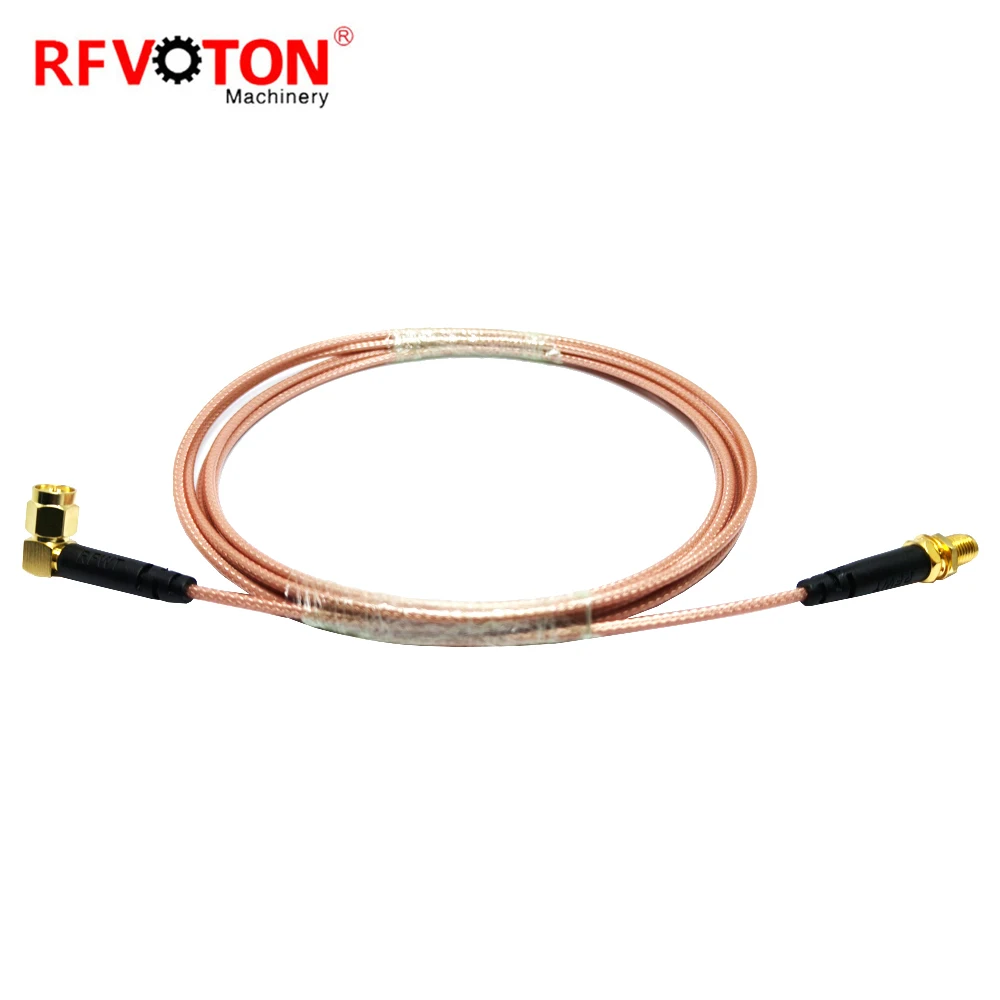 Factory Price SMA Female Jack Hembra Socket Bulkhead to Sma MALE PLUG RA 90 Degree for RG316 PIGTAIL Jumper Cable Assembly 1m